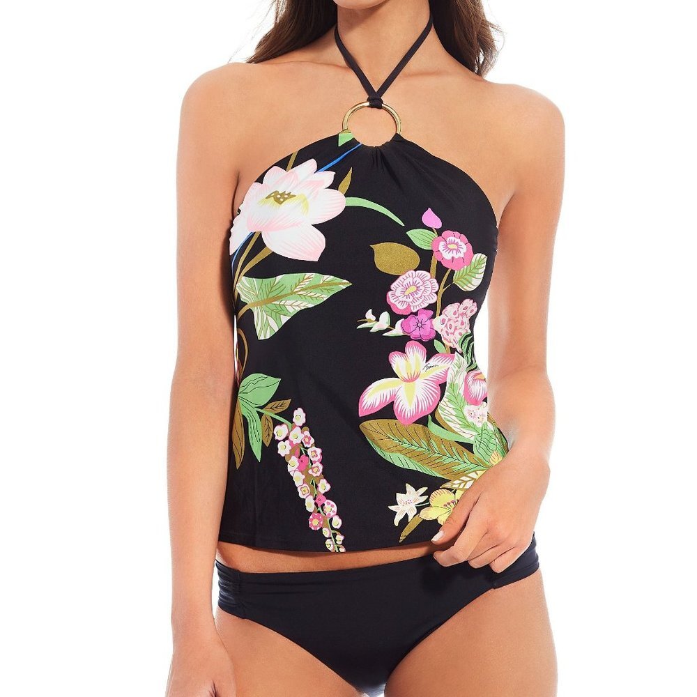 NWT Trina Turk Moonlite Tankini Top & Solid Bikini Bottom Set 4